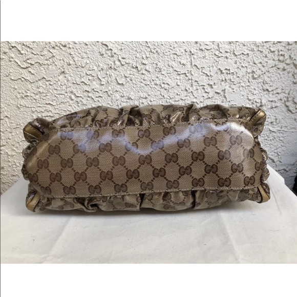 PREOWNED GUCCI PATENT LEATHER D RING HOBO HANDBAG - Picture 5 of 8